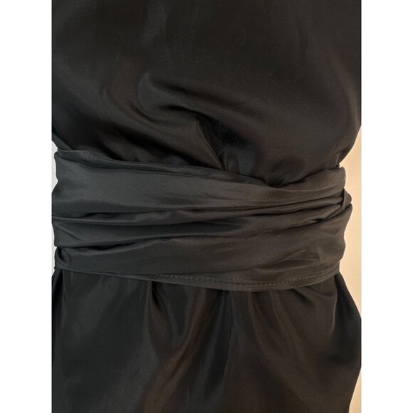 ZARA Black XS Ruffle Neck Wrap Top With Puff Sleeves & Side Sash Tie - Picture 15 of 16